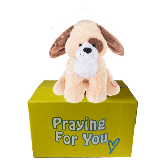 send a prayer chat back pup talking dog on a yellow box