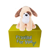 send a prayer chat back pup talking dog on a yellow box