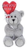 Luvie gray bear with red heart balloon. send a prayer send a plushie care package